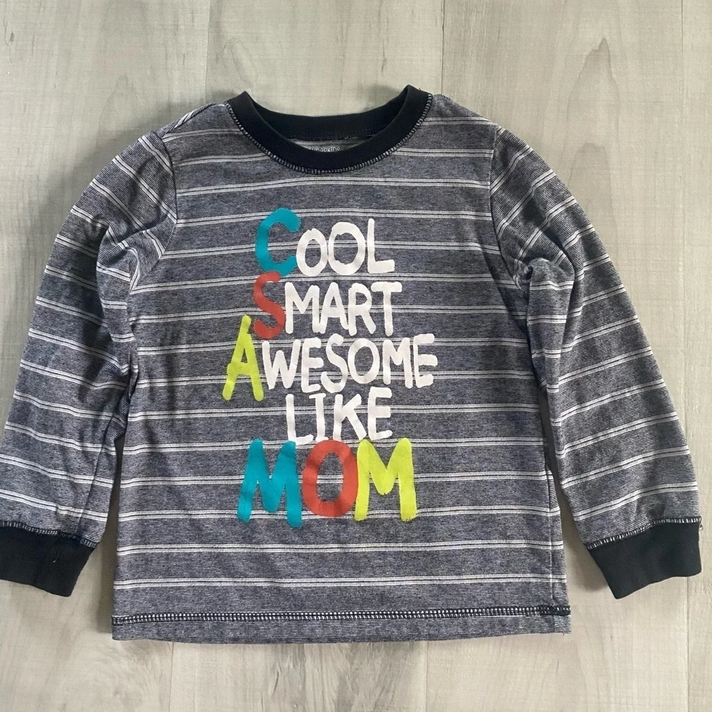 Wounderkids Striped Gray Kids Shirt with Colorful Print size 5T